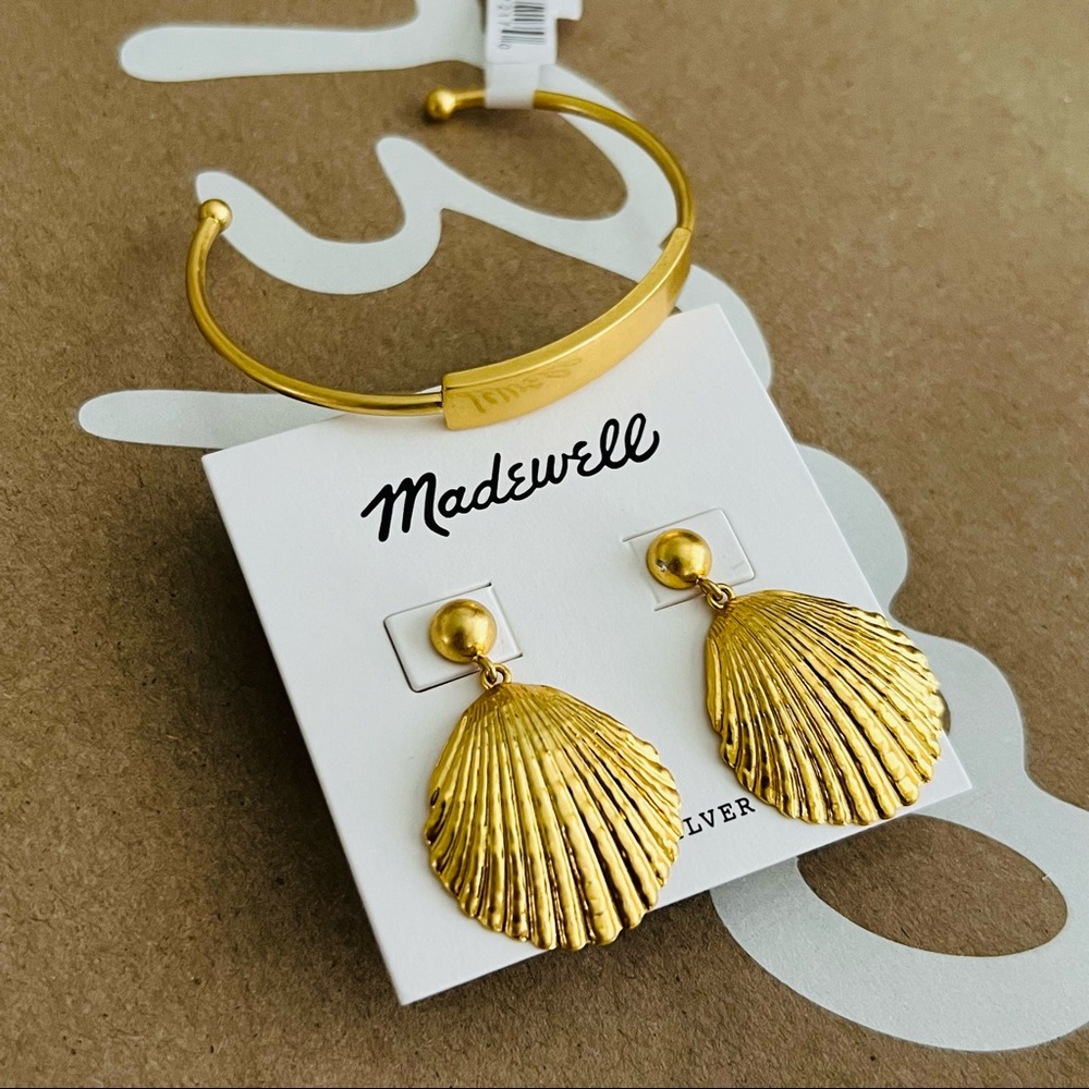 Madewell Shell Earrings and Cuff Bracelet Bundle NWT